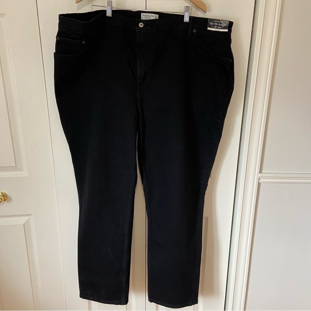 Abercrombie & Fitch NWT Ultra High Rise 90s Straight Denim Jeans Black size 24 - Picture 4 of 10